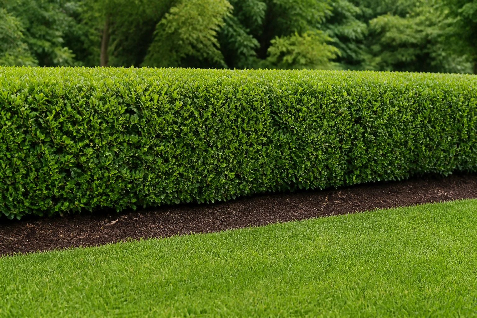 Healthy trimmed hedge in a commercial garden bed