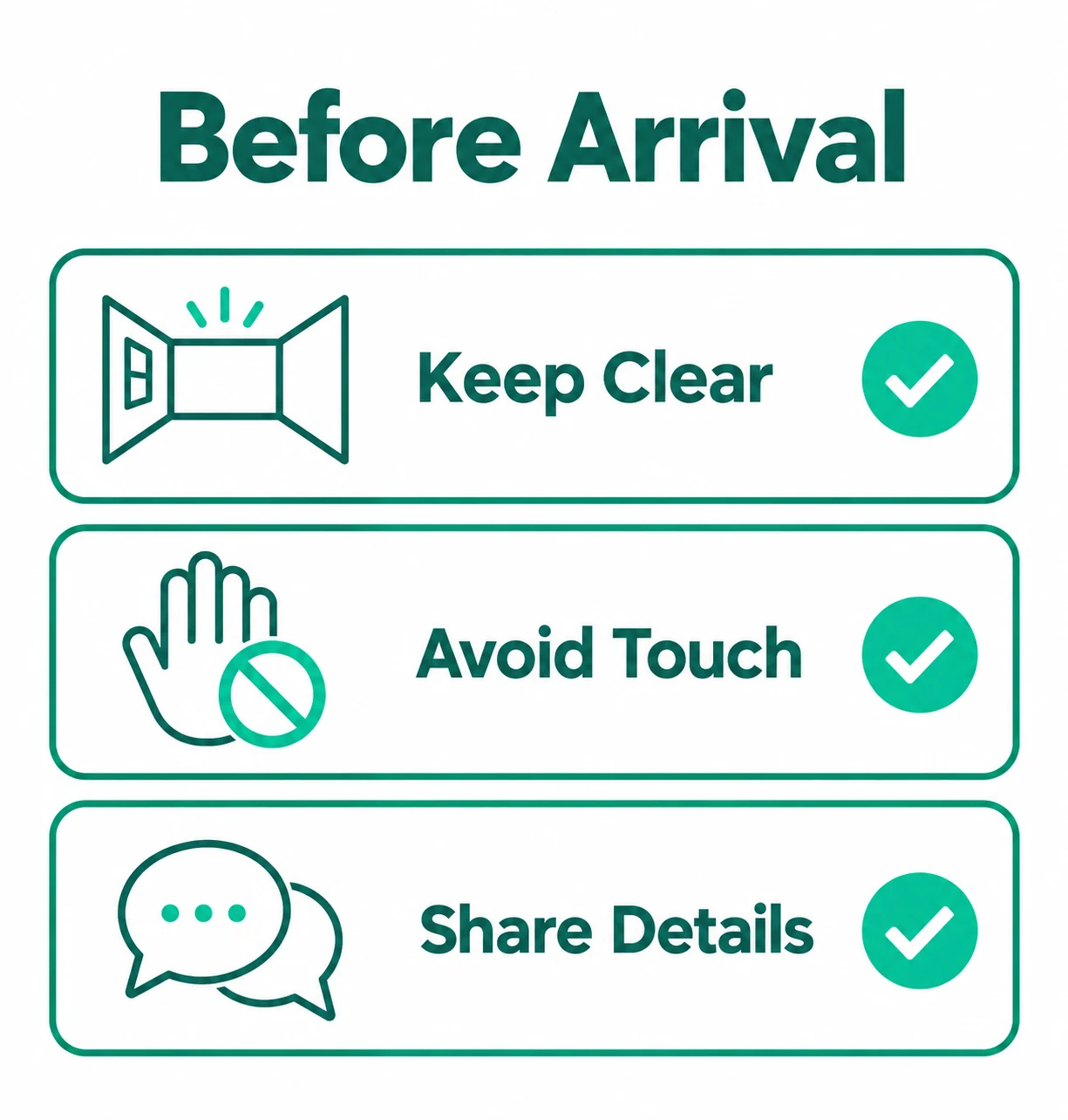 Checklist graphic for preparing before the team arrives